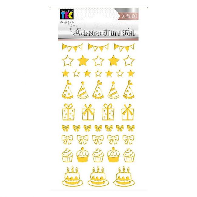 Adesivo Mini Foil Dourado Festa Toke e Crie 20951