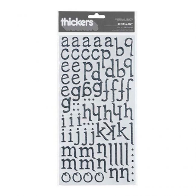 Adesivo Thickers Chipboard Alfabeto Minúsculo em Foil Prata - AC 53288