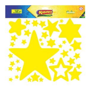 Aplique em EVA Super Estrelas 37 Peças Amarelo Brasil Kreateva