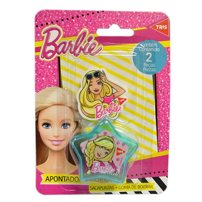 Apontador com Depósito + Borracha Barbie Tris