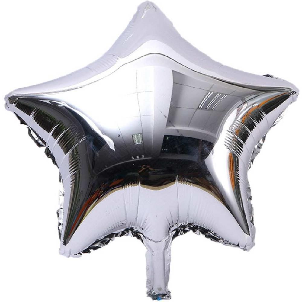 Balão Metalizado Decorado Estrela Prata 20cm c/03 Unid Gala