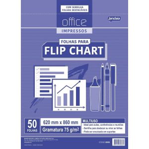 Bloco Flip Chart 62 x 86cm 75g c/50 Fls Jandaia com Serrilha 69696