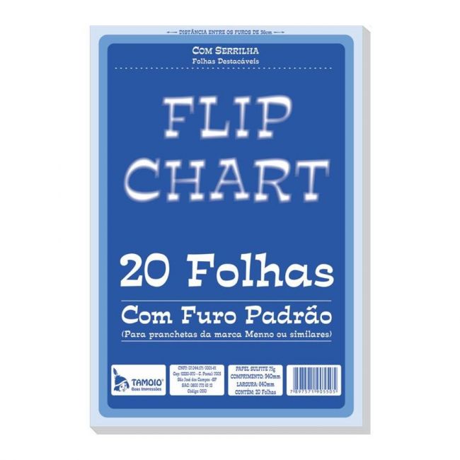 Bloco Flip Chart 64 x 94cm 75g c/20 Fls Tamoio com Serrilha