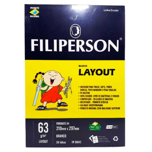 Bloco Layout com Margem A4 Filiperson 63g com 50 folhas Filipaper