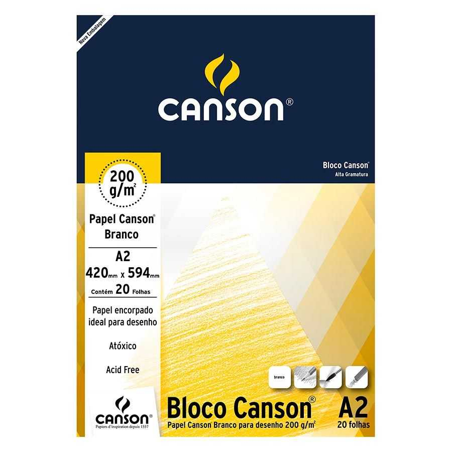 Bloco para Desenho A2 Branco 200g c/20 Fls Canson