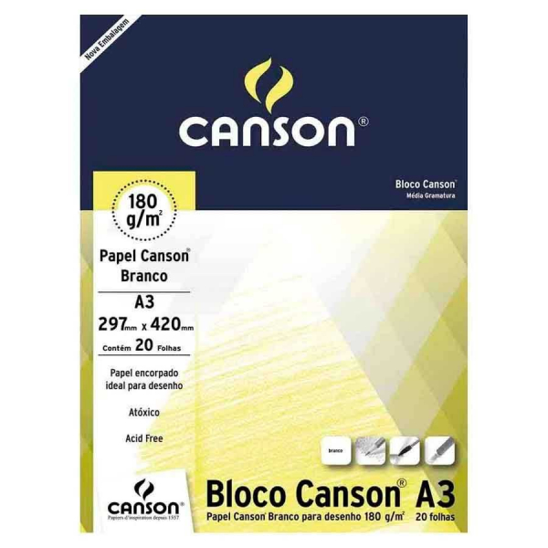 Bloco para Desenho A4 Vegetal 60g c/ 50 Fls - Canson na Papelaria Art Nova