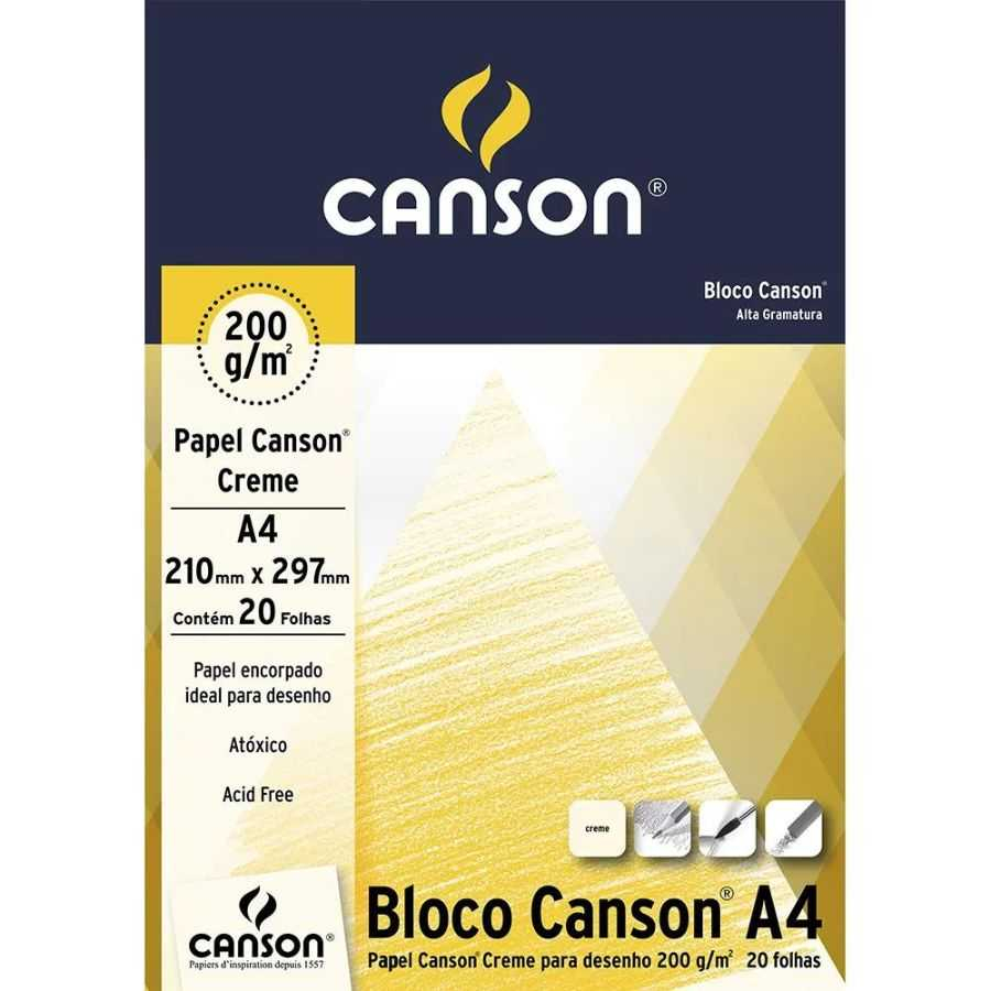 Bloco para Desenho A4 Creme 200g c/20 Fls Canson