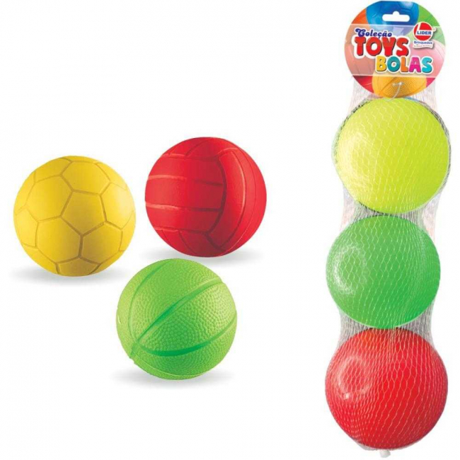 Bola de Vinil Nº3 Toys Bolas Mini pct c/03 Unid. Lider