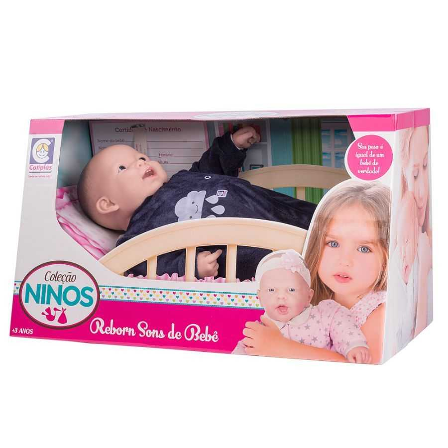 Coleção Ninos Boneca Reborn Sons de Bebê Cotiplás 24171-U-U - Only Megastore