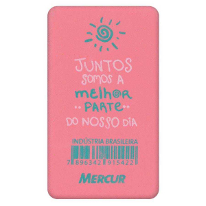 Borracha Escolar Natural Retangular Frases Rosa e Lilás Mercur c/2 Unid Pack