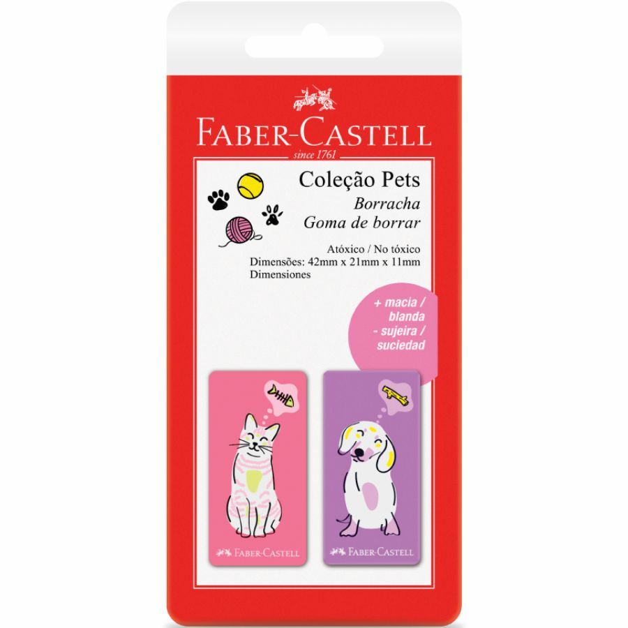Borracha Plástica Pets Rosa e Roxo Faber Castell c/2 Unid SM/7024PETRR