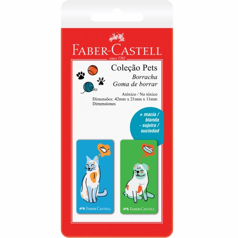 Borracha Plástica Pets Verde e Azul Faber Castell c/2 Unid SM/7024PETVA