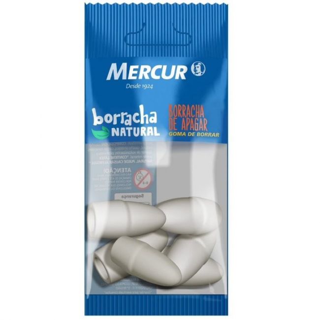 Borracha Ponteira Lápis Branca Mercur c/6 Unid Pack 