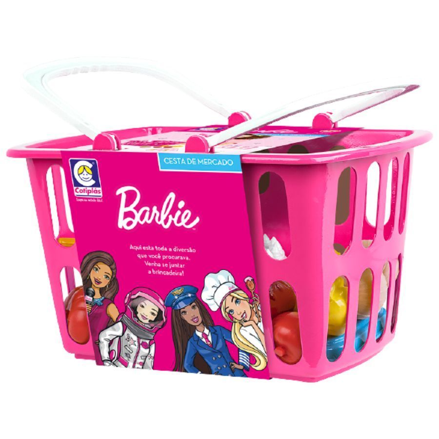 Brinquedo Faz de Conta Barbie Cesta de Mercado 40 Peças Cotiplás 2492