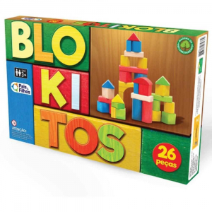 Brinquedo para Montar Blokitos de Madeira 26 Peças Pais e Filhos 071783