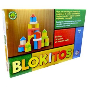 Brinquedo para Montar Blokitos de Madeira 26 Peças Pais e Filhos 071783