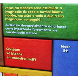 Brinquedo para Montar Blokitos de Madeira 26 Peças Pais e Filhos 071783