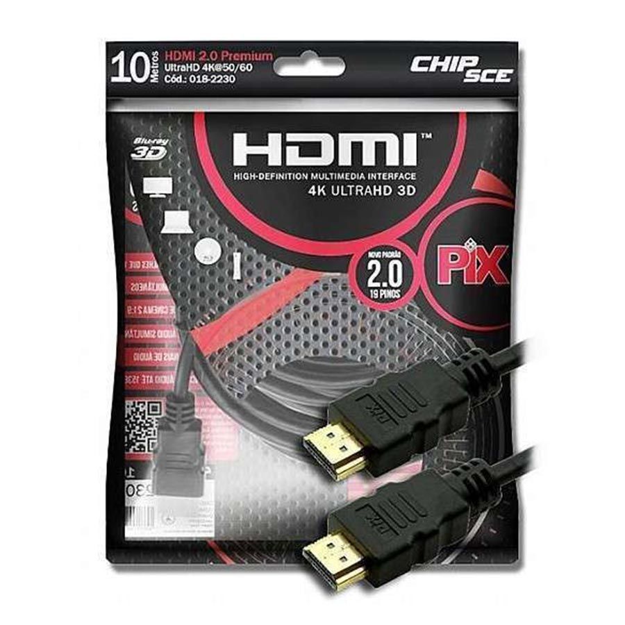 Cabo HDMI 10 Metros 2.0 4K Fortrek HD2010 