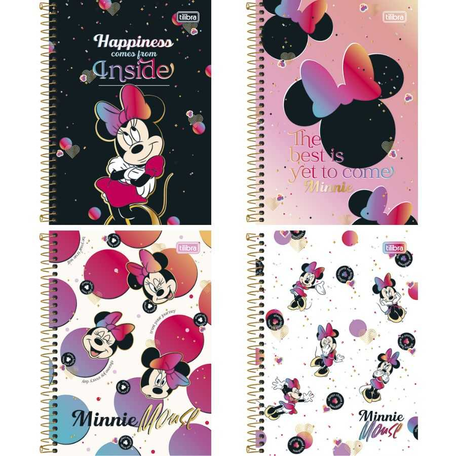 Caderno Espiral 1/4 (pequeno) Capa Dura 80 Fls Minnie Tilibra