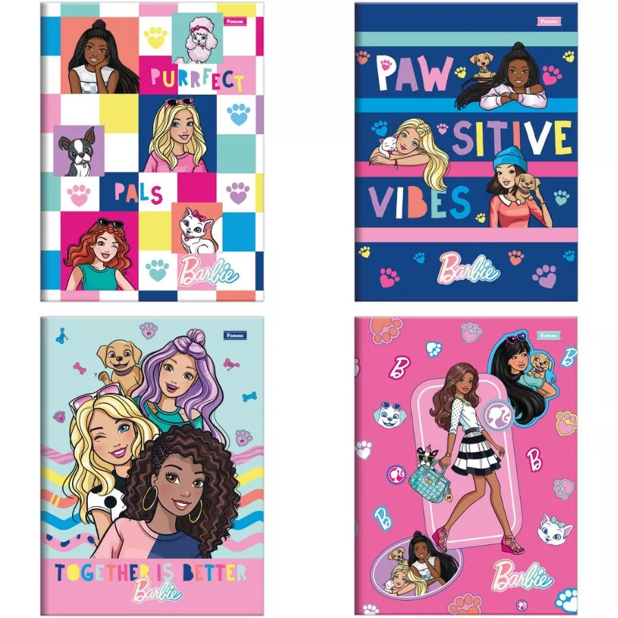 Caderno Brochura Univ. Capa Dura 48 Fls Barbie Foroni