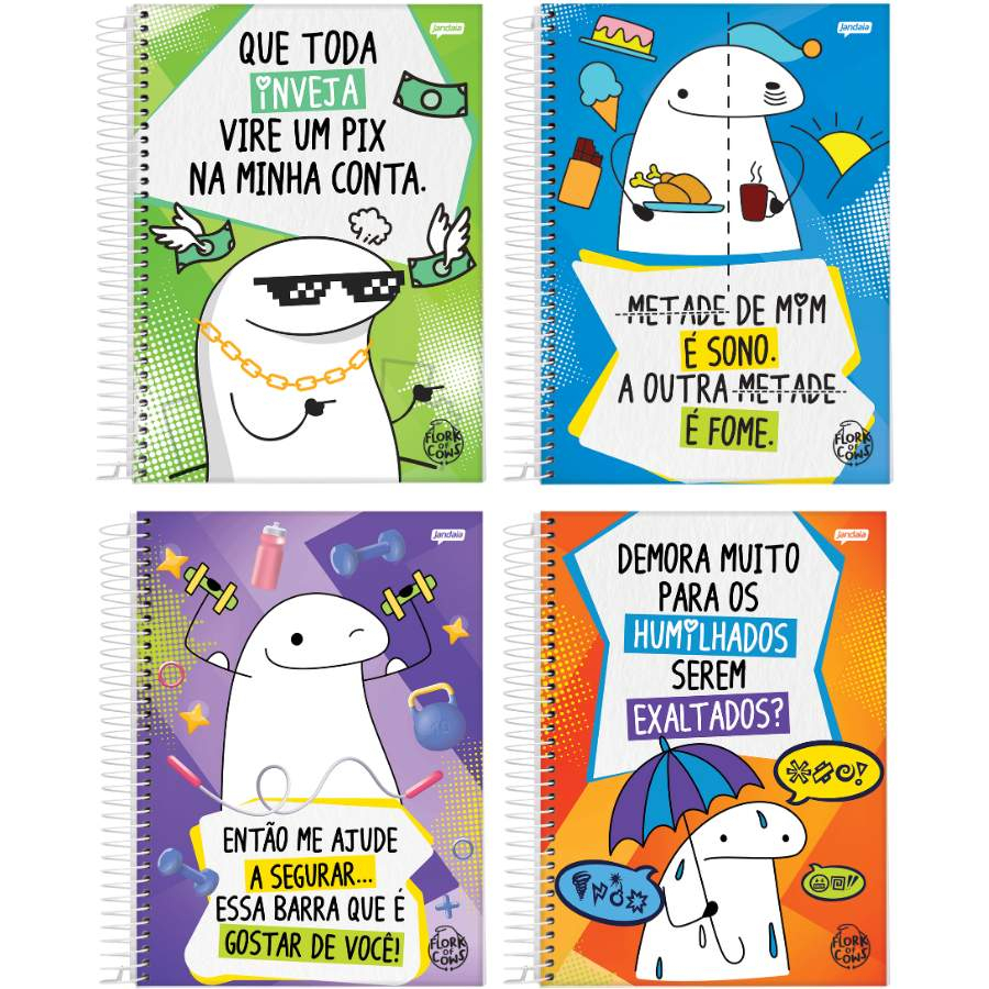 Caderno Espiral 1/4 (pequeno) Capa Dura 80 Fls Flork Jandaia