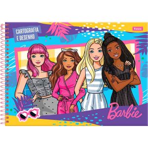 Caderno Espiral Cartografia e Desenho Capa Dura 80 Fls Barbie Foroni 
