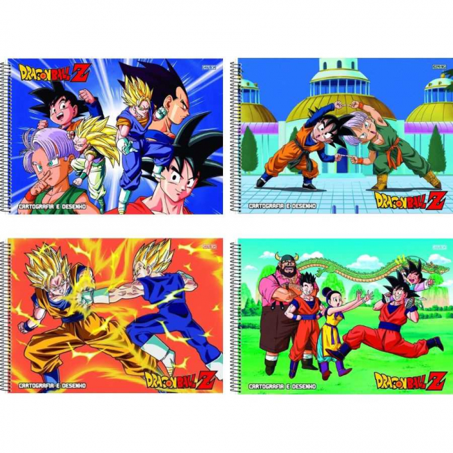 Caderno Dragon Ball Para Desenho Capa Dura Grande 60 Folhas