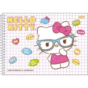 Caderno Espiral Cartografia e Desenho Capa Dura 80 Fls Hello Kitty Jandaia 