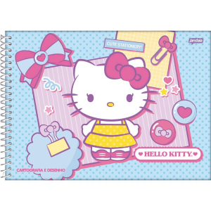 Caderno Espiral Cartografia e Desenho Capa Dura 80 Fls Hello Kitty Jandaia 