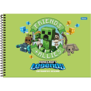 Caderno Espiral Cartografia e Desenho Capa Dura 80 Fls Minecraft Foroni 