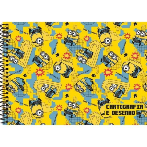 Caderno Espiral Cartografia e Desenho Capa Dura 80 Fls Minions Foroni 