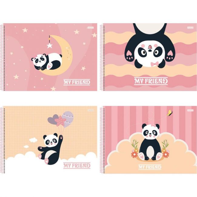 Caderno Cartografia & Desenho Panda Lovely Friend - Tilibra