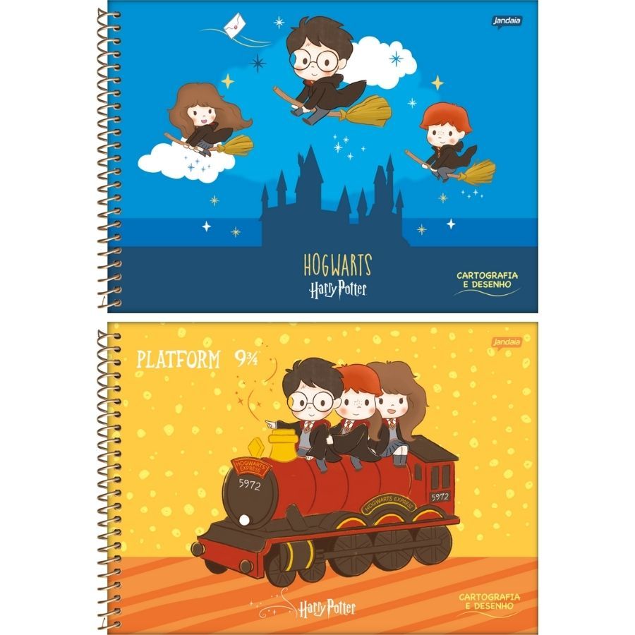 Caderno Espiral Cartografia e Desenho Capa Dura 96 Fls Harry Potter Jandaia