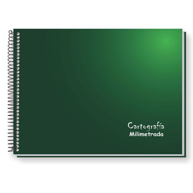 Caderno Espiral Cartografia e Desenho Capa Dura Milimetrado 48 Fls Verde Tamoio