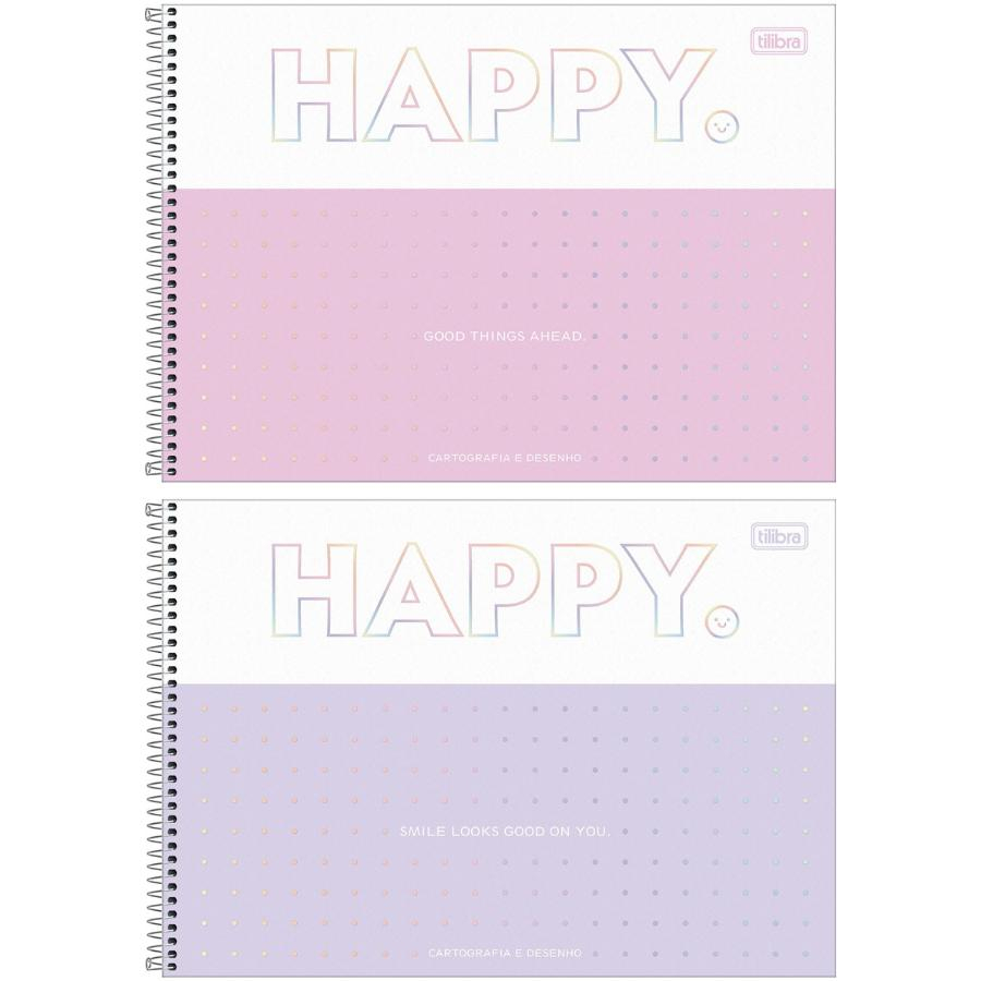 Caderno Espiral Cartografia e Desenho Capa Dura 80 Fls Happy Tilibra