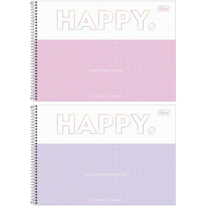 Caderno Espiral Cartografia e Desenho Capa Dura 80 Fls Happy Tilibra