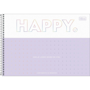 Caderno Espiral Cartografia e Desenho Capa Dura 80 Fls Happy Tilibra