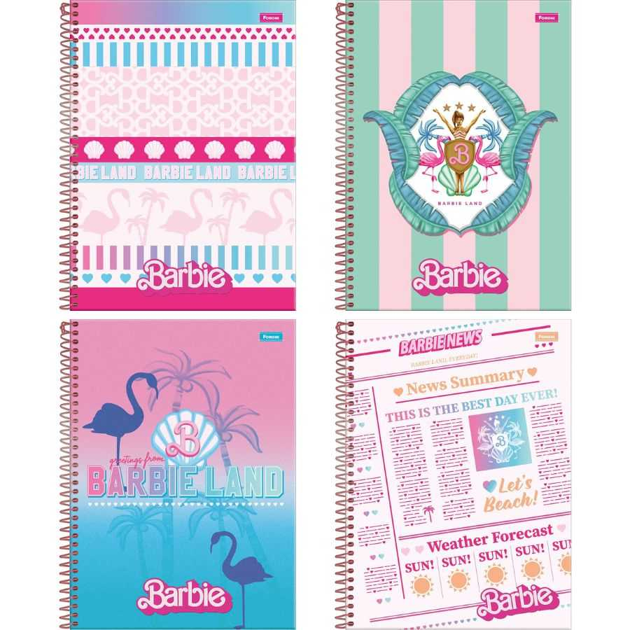 Caderno Espiral Univ. Capa Dura 1 Matéria 80 Fls Barbie Teen Foroni