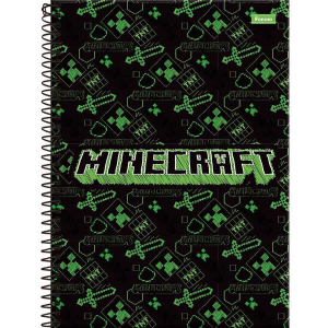 Caderno Espiral Univ. Capa Dura 1 Matéria 80 Fls Minecraft Foroni 