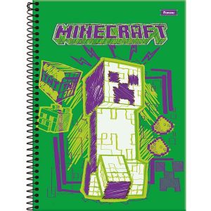 Caderno Espiral Univ. Capa Dura 1 Matéria 80 Fls Minecraft Foroni 