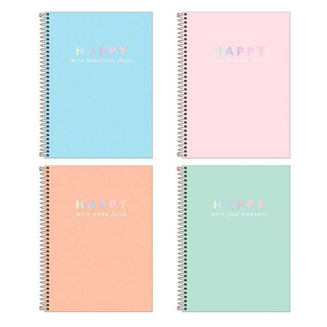 Caderno Espiral 1/4 (pequeno) Capa Dura 80 Fls Happy Tilibra