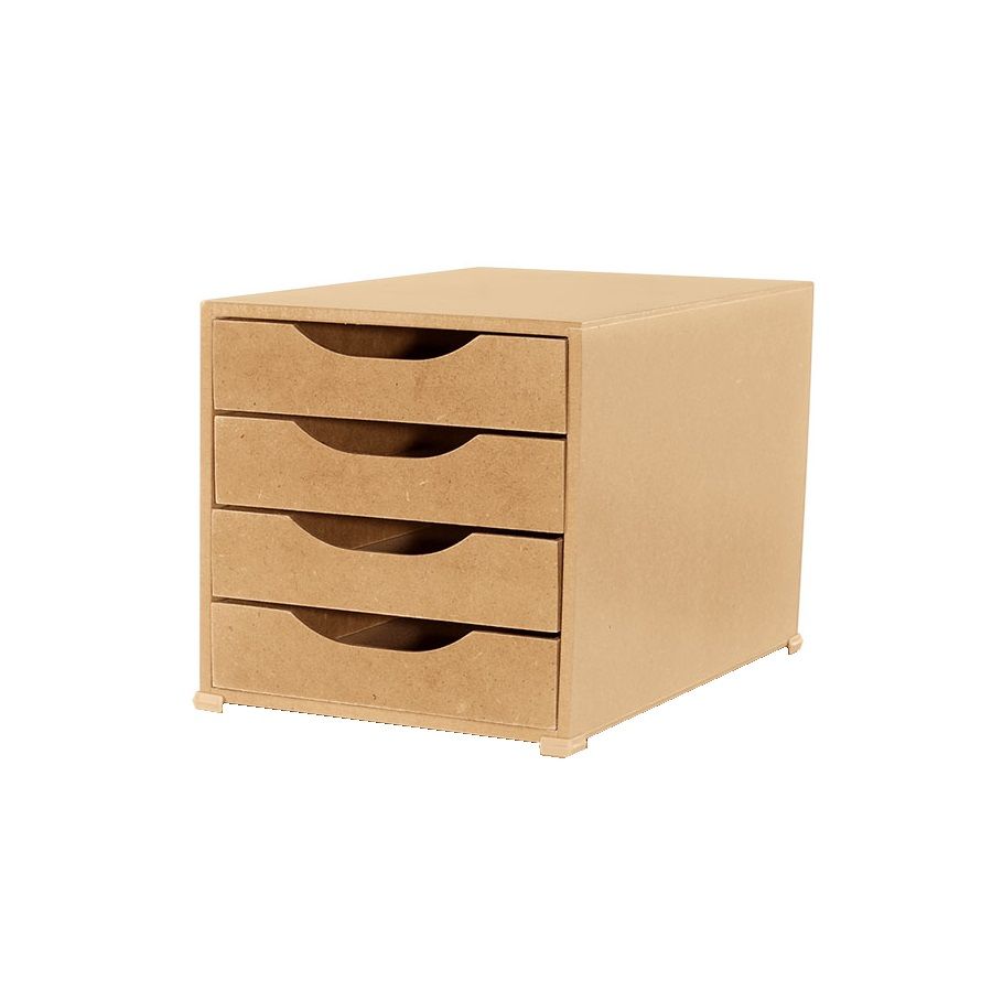 Caixa Arquivo Easy Box em MDF com Base com Rodízios e 4 Gavetas Natural Souza 3318