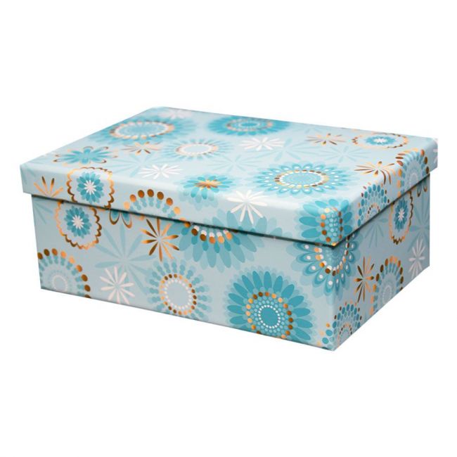 Caixa para Presente Cartonada Retangular 23 x 16,5 x 9,5cm Azul Claro VMP