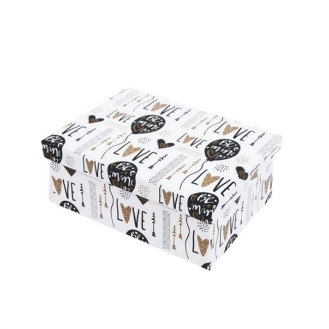 Caixa para Presente Cartonada Retangular 31 x 23,5 x 13,5cm Love Dourado VMP
