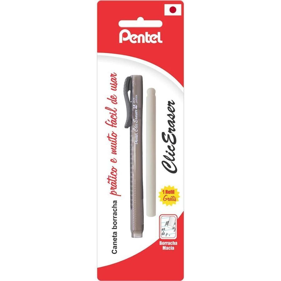 Caneta Borracha + Refil Clic Eraser Pentel 
