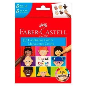 Caneta Hidrográfica 12 Cores Caras & Cores Faber-Castell