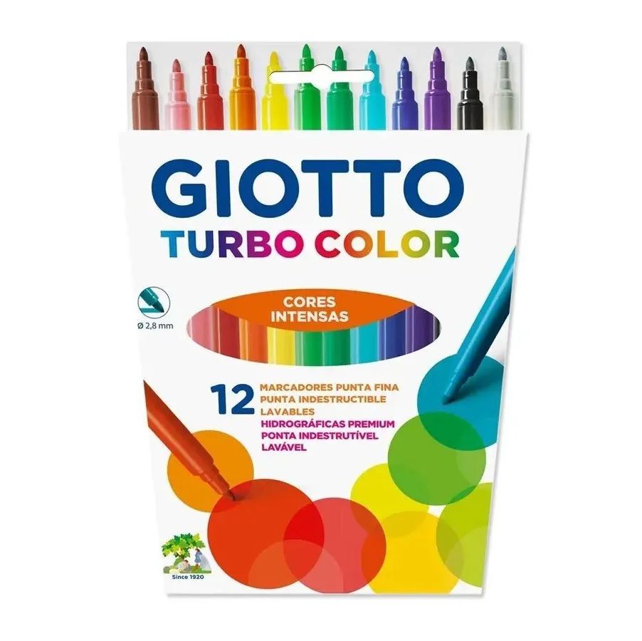 Caneta Hidrográfica 12 Cores Turbo Color Giotto 