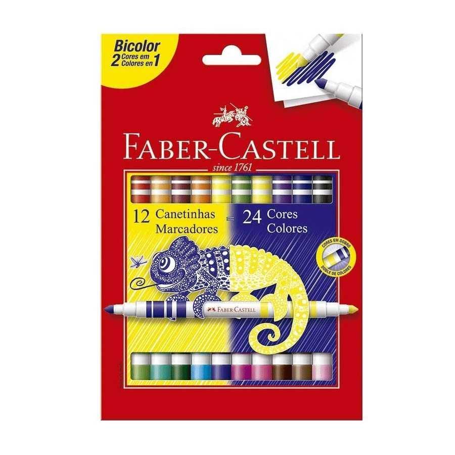Caneta Hidrográfica 24 Cores Bicolor Faber Castell