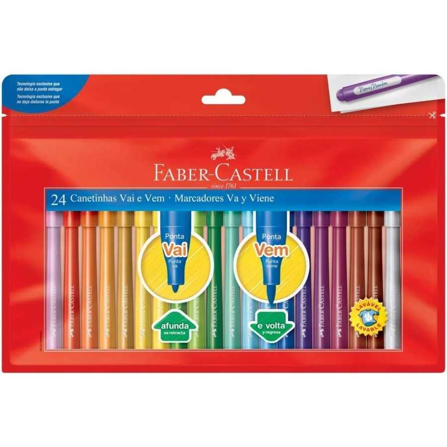 Caneta Hidrográfica Vai e Vem 24 Cores Faber Castell