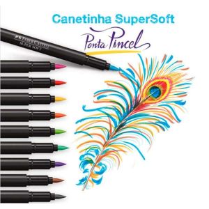 Caneta Pincel Brush Estojo c/10 Cores Faber-Castell Super Soft 